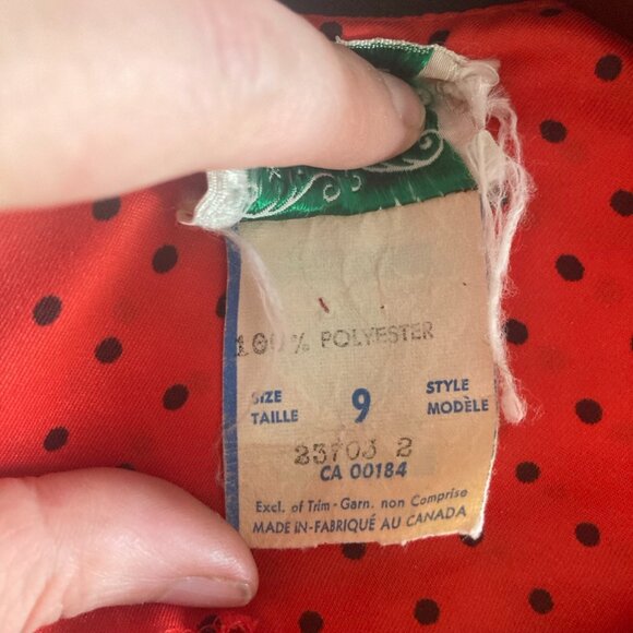 Vintage Algo-Ettes 1970s Red Black Polka Dot Dress - Picture 7 of 8